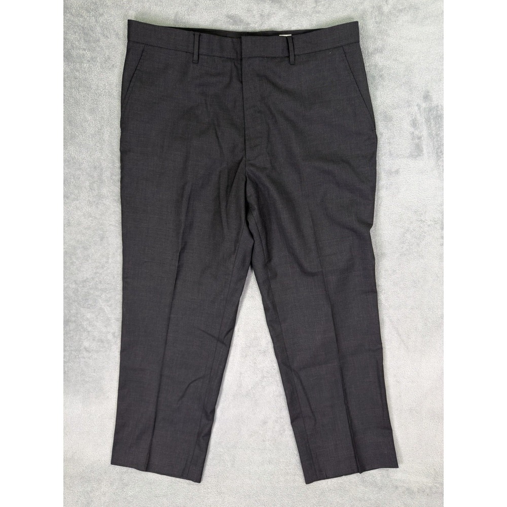 Michael Kors Dress Pants Mens 38x30 Black Flat Front Straight 100% Wool Trousers
